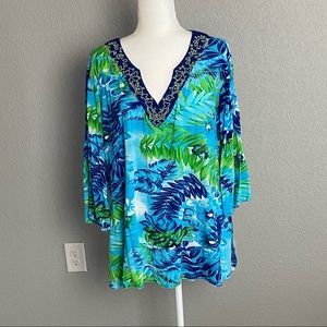 Peppermint Bay Tropical Beaded Top